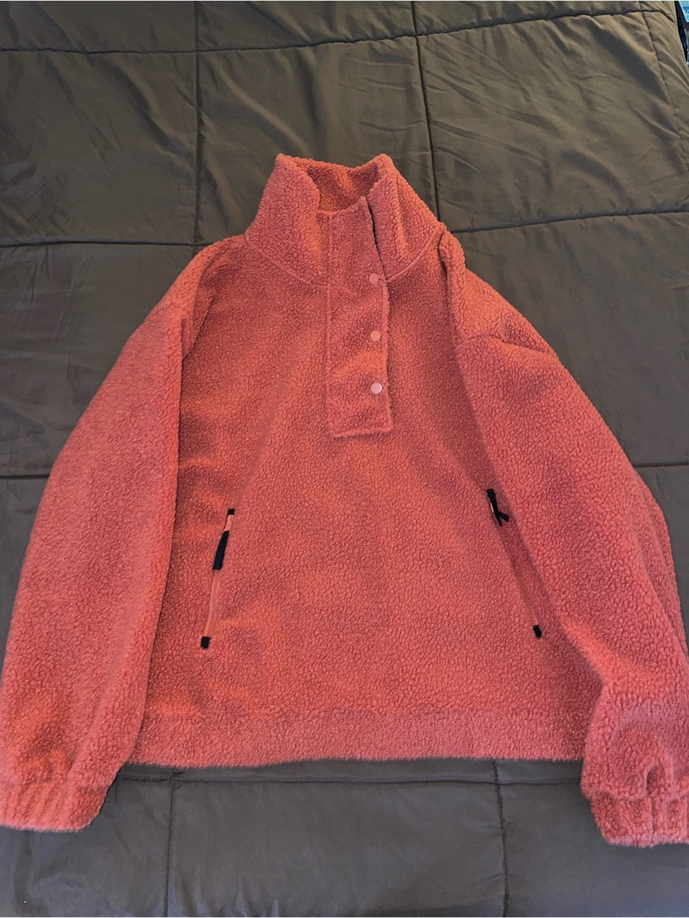NWT Vital Life Orange Rust Half Zip Teddy Jacket Size 2XL
